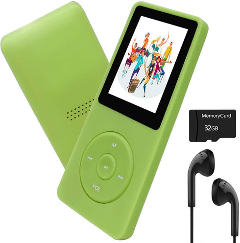MP3 Player 32GB with Speaker Earphone Portable Mini Green Music Player Support Voice Recorder E-Book 1.8 inch HD Screen Support up to 128GB......