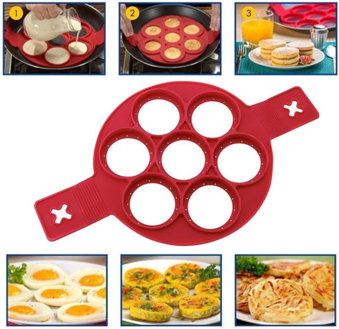 Flip N Cook Pancake, Flip N Cook Silicone Pancake Mold, Flip and Cook Pancake Maker, Reusable Fried Egg Molds, Flip'n'cook Silicone Pancake Mold, ...