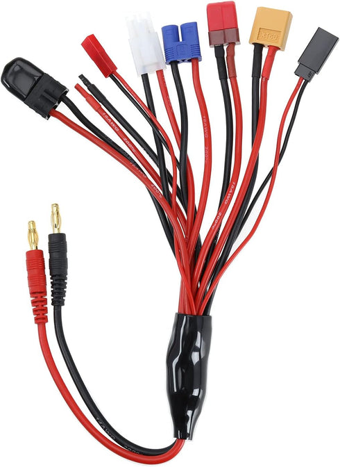 8 in 1 Charger Adapter Connector Splitter Cable RC Battery Multi Charger to 4.0mm Banana Plug for TRX DIY Bare Wire JST T Plug XT60 EC3 FUTABA TA-...