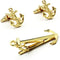 Sailing Boat Yacht Anchor Shirt Gold Tie Clip and Cufflinks Set...