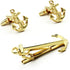Sailing Boat Yacht Anchor Shirt Gold Tie Clip and Cufflinks Set...