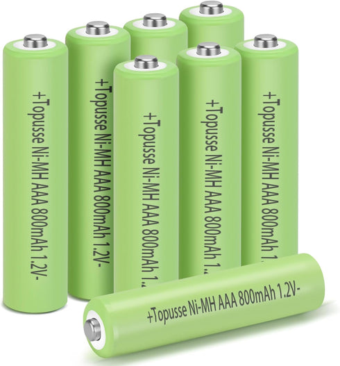 8 Pack Rechargeble 1.2V Ni-MH AAA Batteries, Long-Lasting Triple A Size Nimh Battery 800mAh for Outdoor Solar Lights...