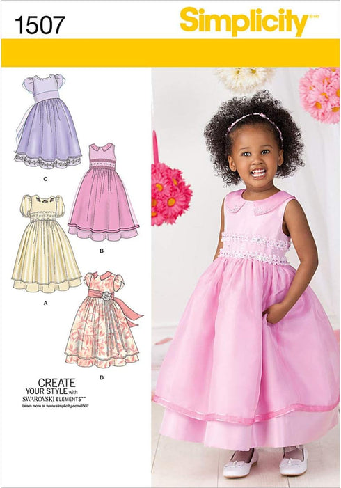 Simplicity 1507 Toddler Girl's Formal Dress Sewing Pattern, Sizes 1/2-3...