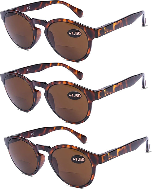 AQWANO 3 Pack Bifocal Reading Sunglasses for Women Men Outdoor Sunglasses Fashion Bifocal Sun Readers with Spring Hinge, 1.0...