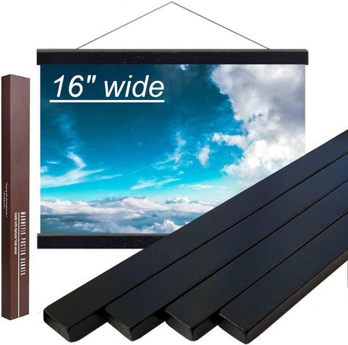 16" Sturdy Magnetic Poster Hanger Frame,Wooden Poster Frame 16x20 16x22 16x24, Solid Teak Wood, Strong Magnets for Easy Hanging Posters, Pictures,...