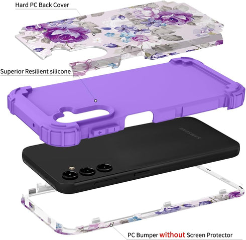 Hocase for Galaxy A15 5G Case, Heavy Duty Shockproof Protection Soft Silicone Rubber Bumper+Hard Plastic Hybrid Protective Case for Samsung Galaxy...