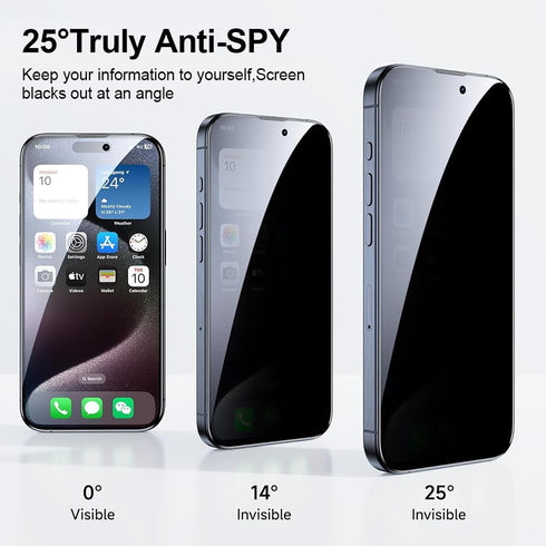 2+2 Pack - for iPhone 15 Pro Max Anti-Spy Privacy Screen & Camera Lens Protectors Easy Install with Auto-Alignment Kit, Anti-Dust, Bubble-Free & F...