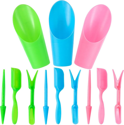 12pcs Garden Shovel Hand Tools Transplanting Succulent Cultivation Digging Scoops Kits Plastic for Flower Planting Bonsai Potting Soil Indoor(Pink...
