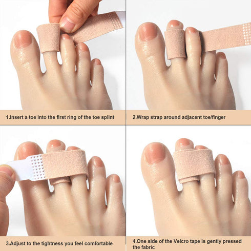 Broken Toe Wraps 8 Pack (Medium Size), Middle Toes Fabric Toe Splint Cushioned Bandages Finger Protectors Straightener Hammertoe Separators...