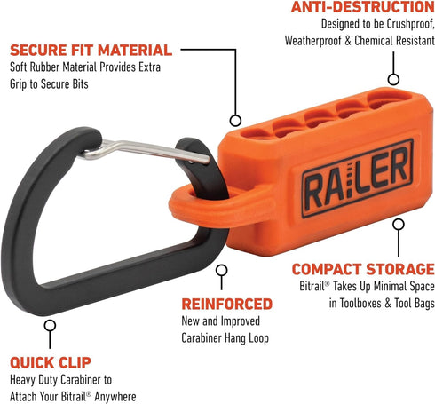 Railer Tamper Proof Torx Bit Set - Premium S2 Steel 1 Inch Impact Driver 10pc 6 Star Bit Set With A Tool Storage Bit Holder & Carabiner...