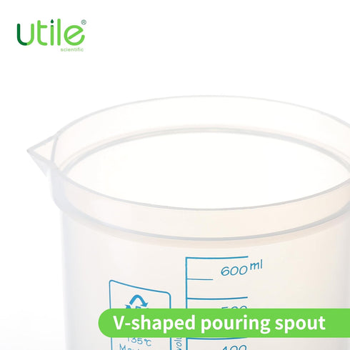 Utile 3pcs Low Form Plastic Beakers Set, 3pcs of Vol.600ml, Plastic Measuring Beaker,Science Beaker with Blue Printed Graduation 4007.0246.3...