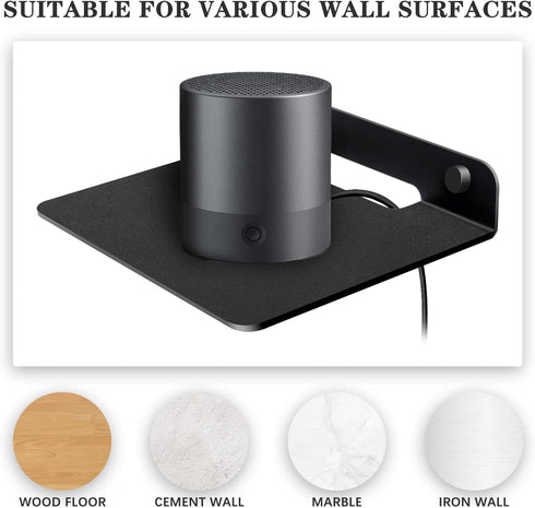 Small Floating Shelf Speaker Shelf, 6” Anti Slip Speaker Wall Mount Shelf for Cameras Baby Monitors Bluetooth Speaker Cell Phones Webcam WiFi Mesh...