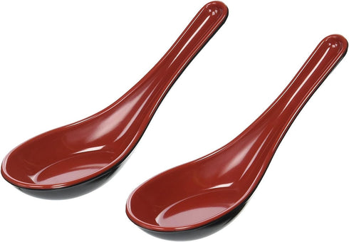 Happy Sales HSMS-2MRB Asian Red/Black Soup Spoons, Set of 2...