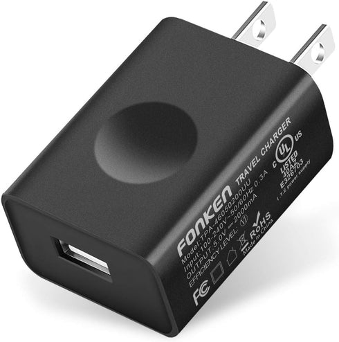 USB Wall Charger, FONKEN 5V 2A Power Adapter Universal Travel Charger USB Plug Cell Phone Charger Block Cube Compatible with iPhone, iPad, Google ...