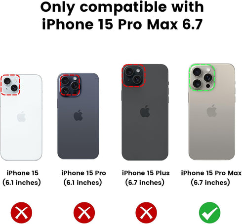 VEGO for iPhone 15 Pro Max Case, iPhone 15 ProMax Kickstand Case with Slide Camera Cover Built-in 360° Rotate Ring Stand Magnetic Shockproof Phone...