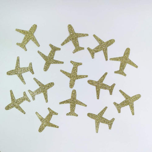 100 Counts Gold Glitter Airplane Table Scatter/Paper Confetti Decorations for Baby Shower Birthday Party...