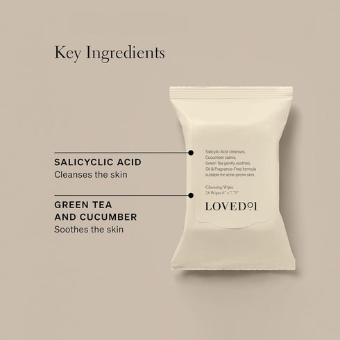 Face & Body Salicylic Acid Cleansing Wipes, John Legend Skincare, Oil & Fragrance-Free, No-Rinse, Suitable for Blemish-Prone Skin, 2-Pack (48 wipe...
