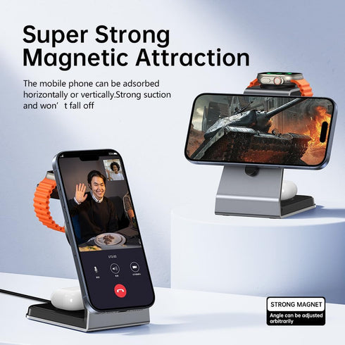 3 in 1 Magnetic Wireless Charging Station 18W Max for Apple iPhone/iWatch/Airpods,iPhone15,14,13,12,11 (Pro,Pro Max)/XS/XR/XS, iWatch9/8/Ultra2/1/...