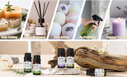 Essential Oils by INSSTTY 100% Pure Oils kit- Top 8 Aromatherapy Oils Gift Set-8 Pack, 10ML(Eucalyptus, Lavender, Lemon Grass, Orange, Peppermint,...