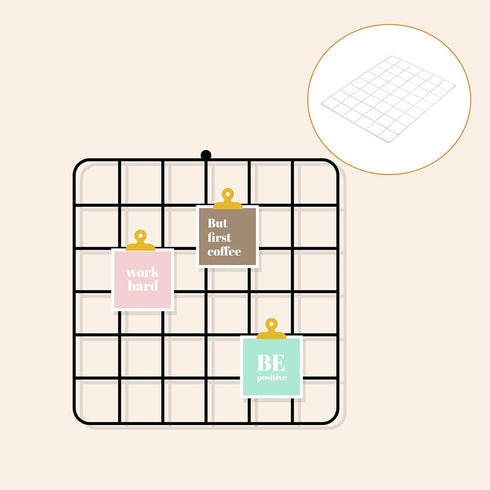 YOKIVE Iron Wire Grid Panel, Decorative Panels Board | Photo Pictures Display Holders Hanging Frame for Home Office (White, 16"x12")...