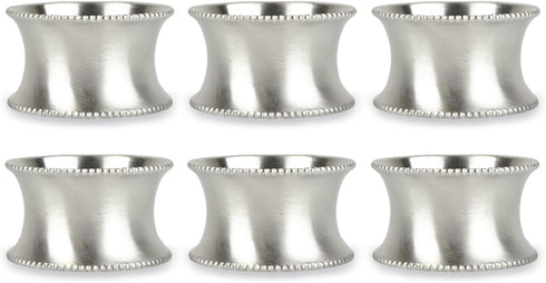 DII Decorative Assorted Silver Napkin Ring Set, One Size, Beaded Silver, 6 Count...