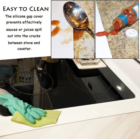 Silicone Gap Cover, (2 Pack) Silicone Gap Stopper Kitchen Stove Counter Gap Covers - Flexible Stove Space Fillers, Food Grade (21inches, White)...