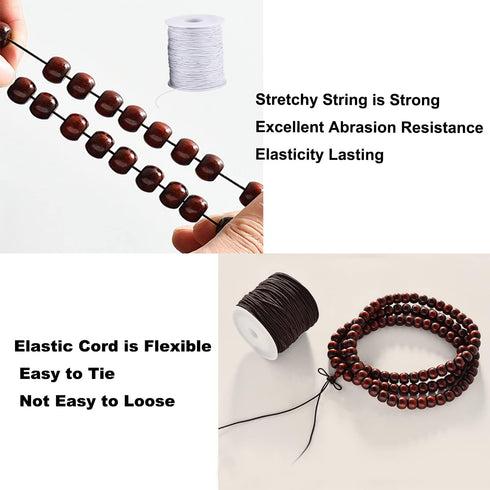 Elastic Cord for Bracelets, 2 Rolls 1 mm 330 Feet Sturdy Bracelet String, Stretchy Elastic String for Jewelry Making, Necklaces, Beading...