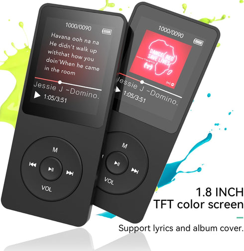 AGPTEK A02X 32GB MP3 Player with Bluetooth 5.3, 1.8 inch Screen Portable Music Player with Speaker, FM Radio, Voice Recorder, Supports Expanded Up...