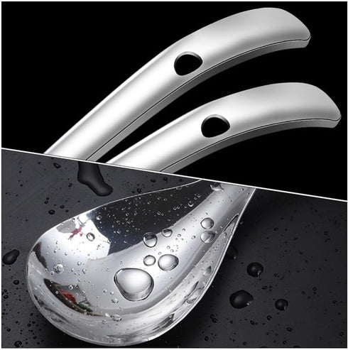 BESTonZON Rice Paddle Rice Spoon Stainless Steel Kitchen Utensil Rice Scooper Rice Spatula Soup Scoop Food Serving Spoon for Home Restaurant...