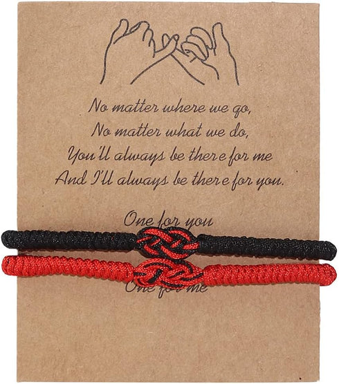 Caiyao 2Pcs Handmade 7 Knots Red String of Fate Protection Good Luck Bracelet Set Adjustable Kabbalah Braide Rope Long Distance Relationship Brace...