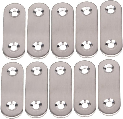 BQLZR Stainless Steel 2 Holes Flat Corner Brace Plate Connector 47x15.5x5mm Pack of 10...