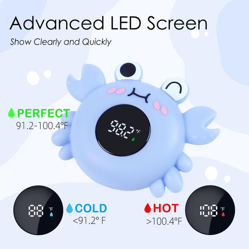 Baby Bath Thermometer Tub Water Temperature Thermometer for Bathtub Crab Newborn Baby Safety Floating Tub Toy Gift for Toddlers, Girls, Boys, Infa...