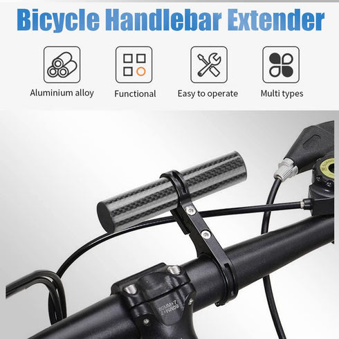 VGEBY Handlebar Extender, Aluminum Alloy Handlebar Extension Bracket Bike Lamp Phone Holder Rack (Black 10cm Carbon Tube) Bike Handlebar Extender ...