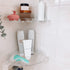 JiePai Acrylic Corner Shower Caddy Shelf with Hooks 2 Pack, Adhesive Wall Mounted Bathroom Shower Organizer for Inside Shower & Kitchen Storage, S...
