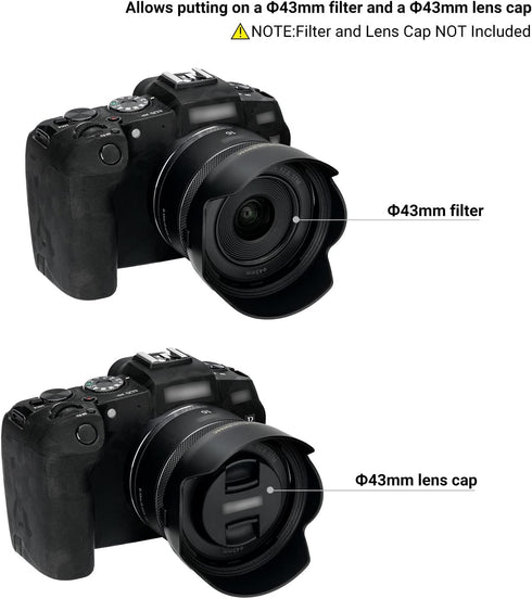 Lens Hood for Canon RF 16mm F2.8 STM Lens on EOS R6 R5 RP R Camera, Reversible Lens Shade Replace Canon EW-65C Lens Hood, Compatible with 43mm Fil...