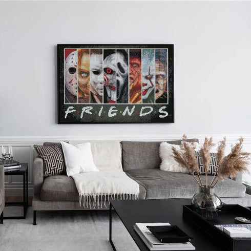 Halloween Cross Stitch Stamped Kits for Adults Beginners-Horror Embroidery Kits Friends Counted Cross Stitch Kits Patterns for Beginners 11 CT Dim...