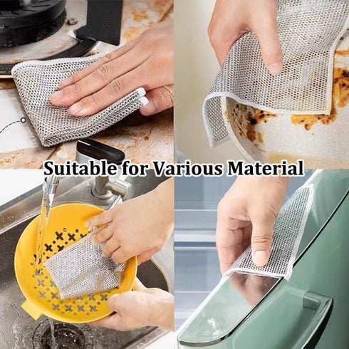 Wire Dishcloth for Wet and Dry, 2024 Multifunctional Steel Wire Dish Towel, Multipurpose Non-Scratch Wire Dishcloth, Reusable Metal Scrubbing Pads...