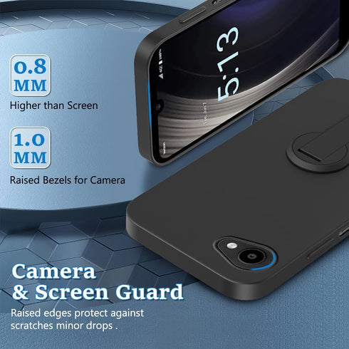 Case for Orbic Joy RC608L /Orbic Joy 4G Phone Case with Glass Screen Protector, Built in 360° Rotatable Folding Hidden Kickstand/Stand Shockproof ...