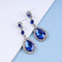 Vintage Sapphire Crystal Drop Earrings Waterdrop Sapphire Earrings Silver Teardrop Blue Rhinestone Earrings Blue Cz Bridal Earrings Jewelry for Wo...