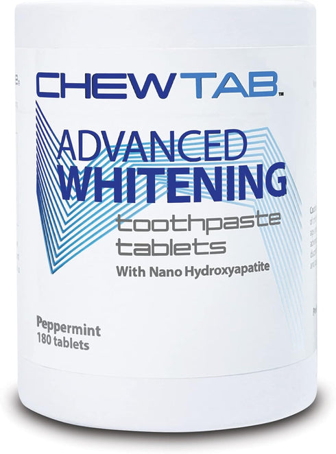 Chewtab Advanced Whitening Toothpaste Tablets with Nano-Hydroxyapatite 180 Count Refill (Peppermint)...