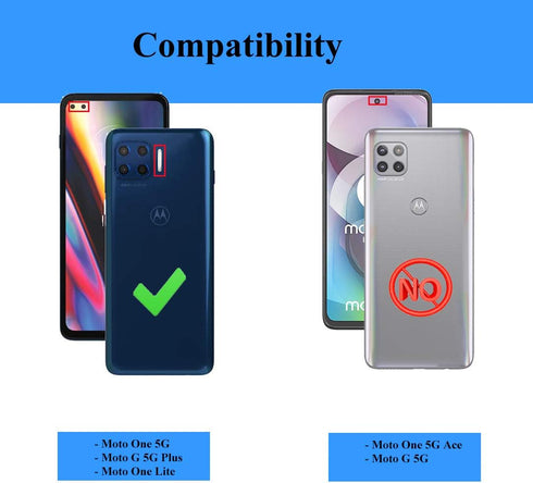 Androgate Compatible with Moto One 5G Case, Motorola One 5G UW Case, with Tempered Glass Screen Protectors, Military-Grade Metal Ring Kickstand 22...