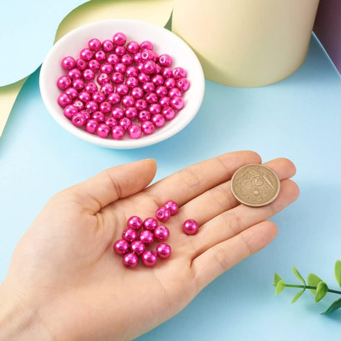 Cheriswelry 100pcs/strand 8mm Round Glass Pearl Beads Strand Tiny Satin Luster Pearl Beads Loose Spacer for DIY Bracelet Necklace Earrings Jewelry...