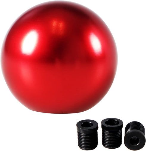 Universal Round Ball Gear Shift Knob,Chrome Finish Aluminum Shifter Knobs with 3 Adapters Compatible with Manual and Automatic Transmission Car(Re...