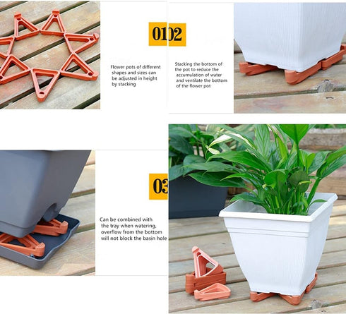 24 Pcs Flower/Plant Pot Feet, Invisible Flower Pot Risers, Triangle Flower Pot Rack Holder Pot,Potted Plant Stand,Flower Pot Rack Indoor and Outdo...