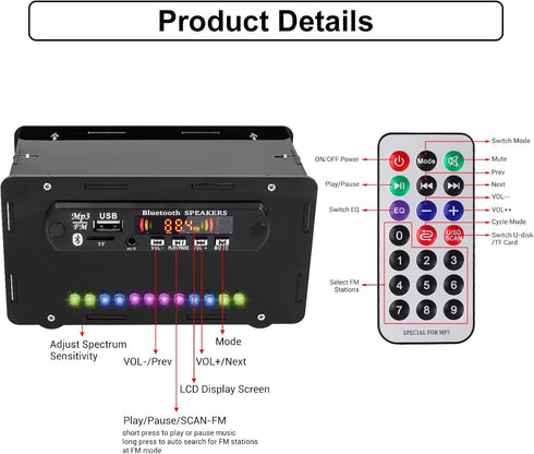 DIY Bluetooth-Compatible Speaker Kit, DIY FM Radio Soldering Project USB Mini Home Sound Amplifier DIY Electronics Kit with Digital Display and Co...