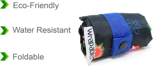 Wrapables Large Reusable Shopping Tote Bag with Outer Pouch...