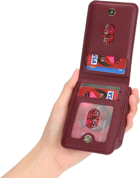 Cavor for Samsung Galaxy Z Flip 4 Case Wallet with for Women,Galaxy Z Flip 4 Case with Strap,Crossbody Strap Lanyard Card Holder Stand,Flip 4 Phon...