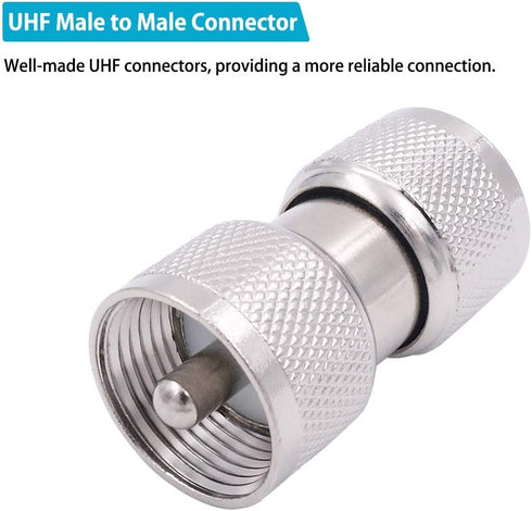 Fancasee PL259 Barrel Connector, Male to Male PL259 Coupler, 3-Pack UHF Coax Coaxial Adapter for CB Ham Radio HF VHF UHF Antenna Cable Cord Extens...