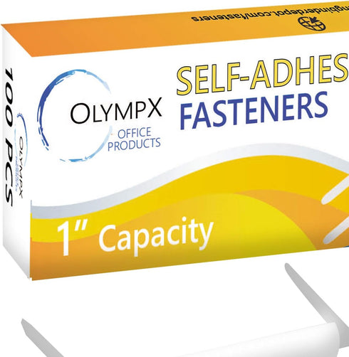 OLYMPX 100 Pcs of 1 Inch Capacity Economy Self-Adhesive Prong Paper Fastener Bases, 2.75 Inch Base for Paper File Clip Folder Accessories, 100 per...