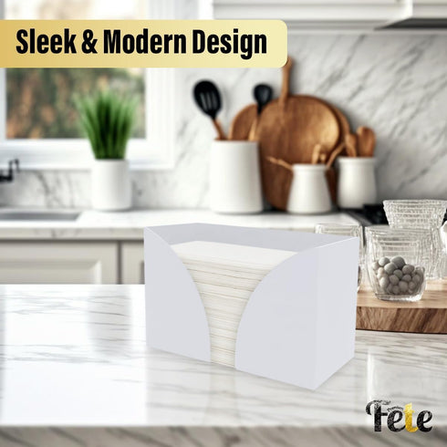 Paper Towel Holder Dispenser for Countertop, Kitchen or Bathroom - White Acrylic Napkin Holders Great Disposable Hand Towel Tray for Z-Fold, C-Fol...